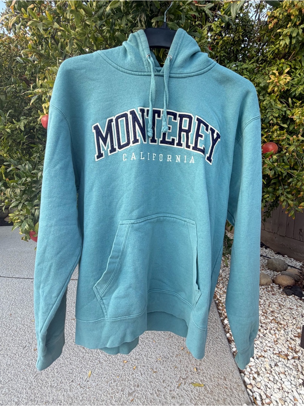 Monterey California Teal Hoodie Sweatshirt - Classic Pullover gently used